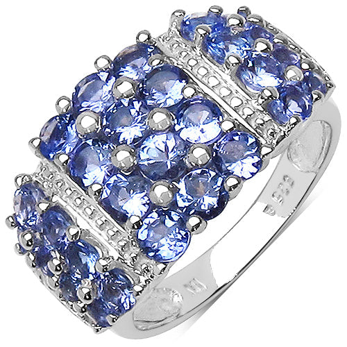 Bids.com 2.06 Carat Genuine Tanzanite .925 Sterling Silver Ring Rings White Smoke size 7.00,size 6.00,size 8.00,size 9.00,size 10.00