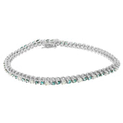 Bids.com 14K White Gold 4 5/8 Cttw Alternating White and Blue Diamond Martini Set Tennis Bracelet (H-I Color, I1-I2 Clarity) - 7" Inches Bracelets White Smoke White.Gold / 7