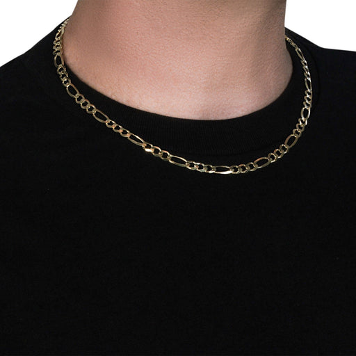 Bids.com 10K Yellow Gold Solid Figaro Chain (5.30 mm) Necklaces Black 18 / Yellow Gold,20 / Yellow Gold,22 / Yellow Gold,24 / Yellow Gold,30 / Yellow Gold
