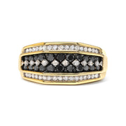 Bids.com Men's 14K Yellow Gold Plated .925 Sterling Silver 1 1/2 Cttw White and Black Treated Diamond Cluster Ring (Black / I-J Color, I2-I3 Clarity) - Size 10 Rings White Smoke 11 / Yellow.Sterling Silver,9 / Yellow.Sterling Silver,10 / Yellow.Sterling Silver