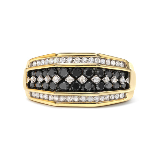 Bids.com Men's 14K Yellow Gold Plated .925 Sterling Silver 1 1/2 Cttw White and Black Treated Diamond Cluster Ring (Black / I-J Color, I2-I3 Clarity) - Size 10 Rings White Smoke 11 / Yellow.Sterling Silver,9 / Yellow.Sterling Silver,10 / Yellow.Sterling Silver