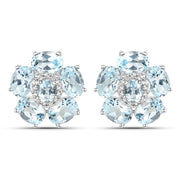 Bids.com 18K White Gold Plated 10.48 Carat Genuine Blue Topaz and White Topaz .925 Sterling Silver Earrings Earrings White Smoke Default Title
