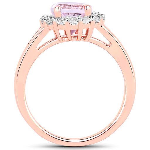 Bids.com 2.25 Carat Genuine Kunzite and White Topaz .925 Sterling Silver Ring Rings White Smoke size 7.00,size 6.00,size 8.00