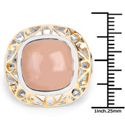 Bids.com Two Tone Plated 12.80 Carat Genuine Moonstone .925 Sterling Silver Ring Rings White Smoke size 7.00,size 8.00,size 9.00,size 6.00