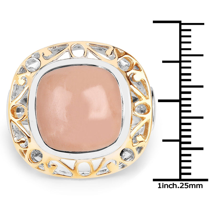 Bids.com Two Tone Plated 12.80 Carat Genuine Moonstone .925 Sterling Silver Ring Rings White Smoke size 7.00,size 8.00,size 9.00,size 6.00