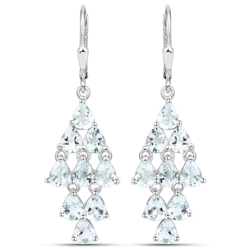 Bids.com 3.96 Carat Genuine Aquamarine .925 Sterling Silver Earrings Earrings White Smoke Default Title