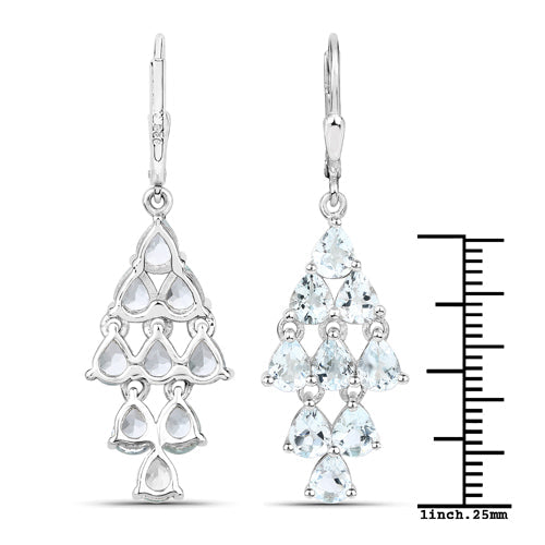Bids.com 3.96 Carat Genuine Aquamarine .925 Sterling Silver Earrings Earrings White Smoke