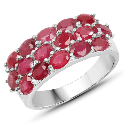 Bids.com 3.52 Carat Genuine Ruby .925 Sterling Silver Ring Rings White Smoke size 6.00,size 7.00,size 8.00,size 9.00,size 5.00,size 10.00