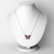 Bids.com 2.36 Carat Genuine Ruby and White Zircon .925 Sterling Silver Necklace Necklaces White Smoke