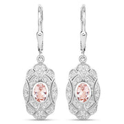 Bids.com 1.04 Carat Genuine Morganite and White Topaz .925 Sterling Silver Earrings Earrings White Smoke Default Title