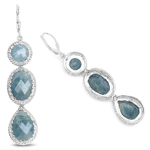 Bids.com 21.32 Carat Genuine Milky Aquamarine .925 Sterling Silver Earrings Earrings White Smoke