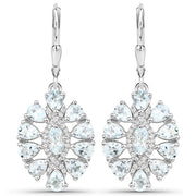 Bids.com 2.93 Carat Genuine Aquamarine and White Topaz .925 Sterling Silver Earrings Earrings White Smoke Default Title
