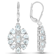 Bids.com 2.93 Carat Genuine Aquamarine and White Topaz .925 Sterling Silver Earrings Earrings White Smoke