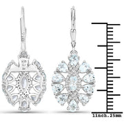 Bids.com 2.93 Carat Genuine Aquamarine and White Topaz .925 Sterling Silver Earrings Earrings White Smoke