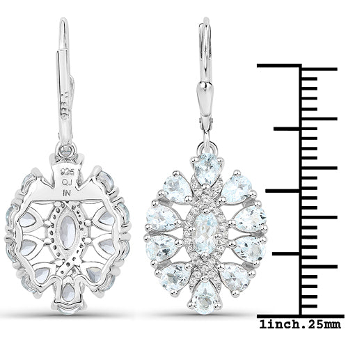 Bids.com 2.93 Carat Genuine Aquamarine and White Topaz .925 Sterling Silver Earrings Earrings White Smoke
