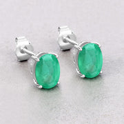 Bids.com 2.40 Carat Genuine Zambian Emerald 10K White Gold Earrings Earrings Light Gray