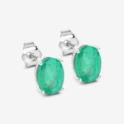 Bids.com 2.40 Carat Genuine Zambian Emerald 10K White Gold Earrings Earrings White Smoke