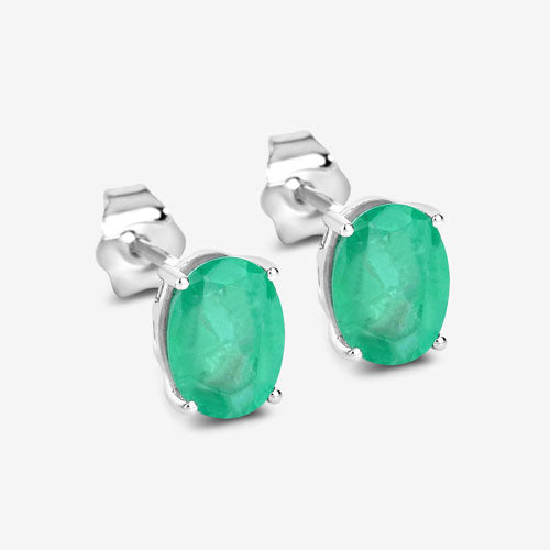 Bids.com 2.40 Carat Genuine Zambian Emerald 10K White Gold Earrings Earrings White Smoke