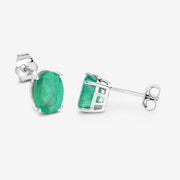 Bids.com 2.40 Carat Genuine Zambian Emerald 10K White Gold Earrings Earrings White Smoke
