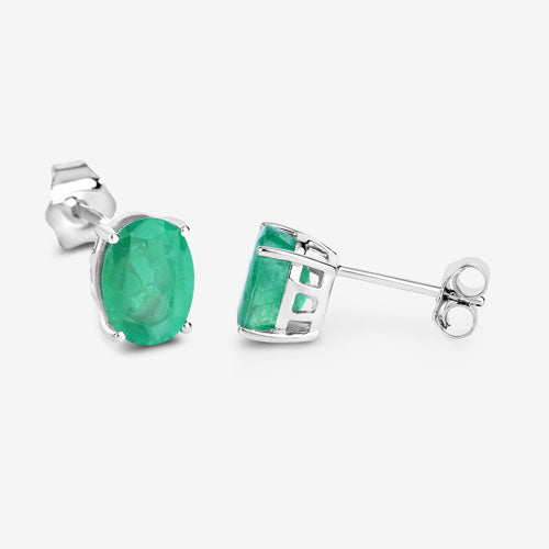 Bids.com 2.40 Carat Genuine Zambian Emerald 10K White Gold Earrings Earrings White Smoke