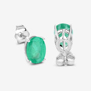 Bids.com 2.40 Carat Genuine Zambian Emerald 10K White Gold Earrings Earrings White Smoke