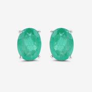 Bids.com 2.40 Carat Genuine Zambian Emerald 10K White Gold Earrings Earrings White Smoke
