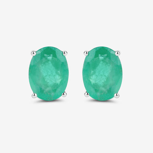Bids.com 2.40 Carat Genuine Zambian Emerald 10K White Gold Earrings Earrings White Smoke