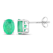 Bids.com 2.40 Carat Genuine Zambian Emerald 10K White Gold Earrings Earrings White Smoke