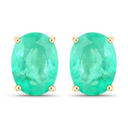 Bids.com 2.40 Carat Genuine Zambian Emerald 10K Yellow Gold Earrings Earrings White Smoke Default Title