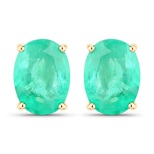 Bids.com 2.40 Carat Genuine Zambian Emerald 10K Yellow Gold Earrings Earrings White Smoke Default Title
