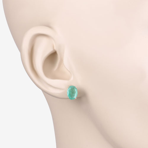 Bids.com 2.40 Carat Genuine Zambian Emerald 10K Yellow Gold Earrings Earrings Antique White