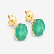 Bids.com 2.40 Carat Genuine Zambian Emerald 10K Yellow Gold Earrings Earrings White Smoke