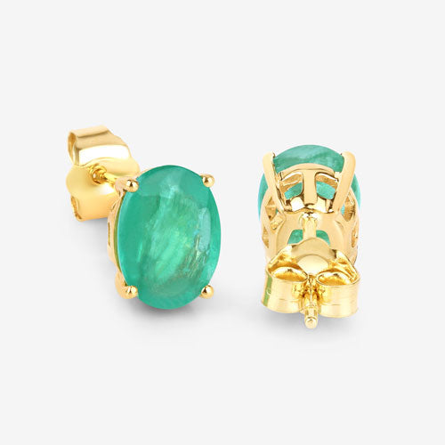 Bids.com 2.40 Carat Genuine Zambian Emerald 10K Yellow Gold Earrings Earrings White Smoke