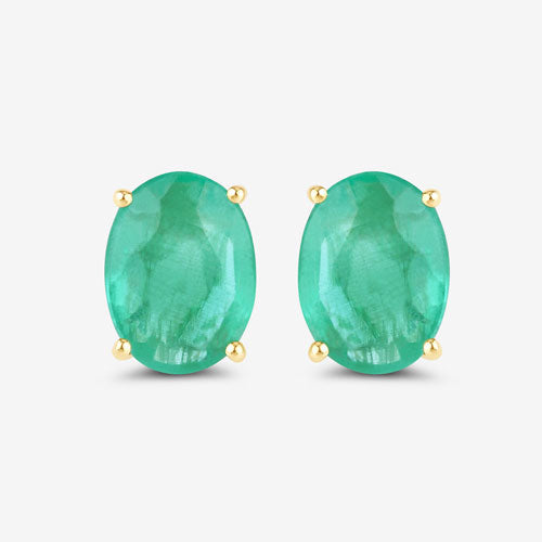 Bids.com 2.40 Carat Genuine Zambian Emerald 10K Yellow Gold Earrings Earrings White Smoke