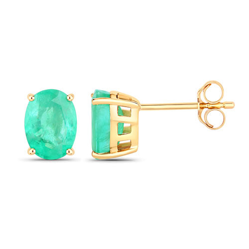 Bids.com 2.40 Carat Genuine Zambian Emerald 10K Yellow Gold Earrings Earrings White Smoke