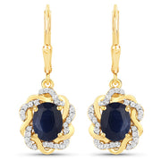 Bids.com 3.46 Carat Genuine Blue Sapphire and White Topaz .925 Sterling Silver Earrings Earrings White Smoke Default Title