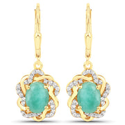 Bids.com 2.36 Carat Genuine Emerald and White Topaz .925 Sterling Silver Earrings Earrings White Smoke Default Title