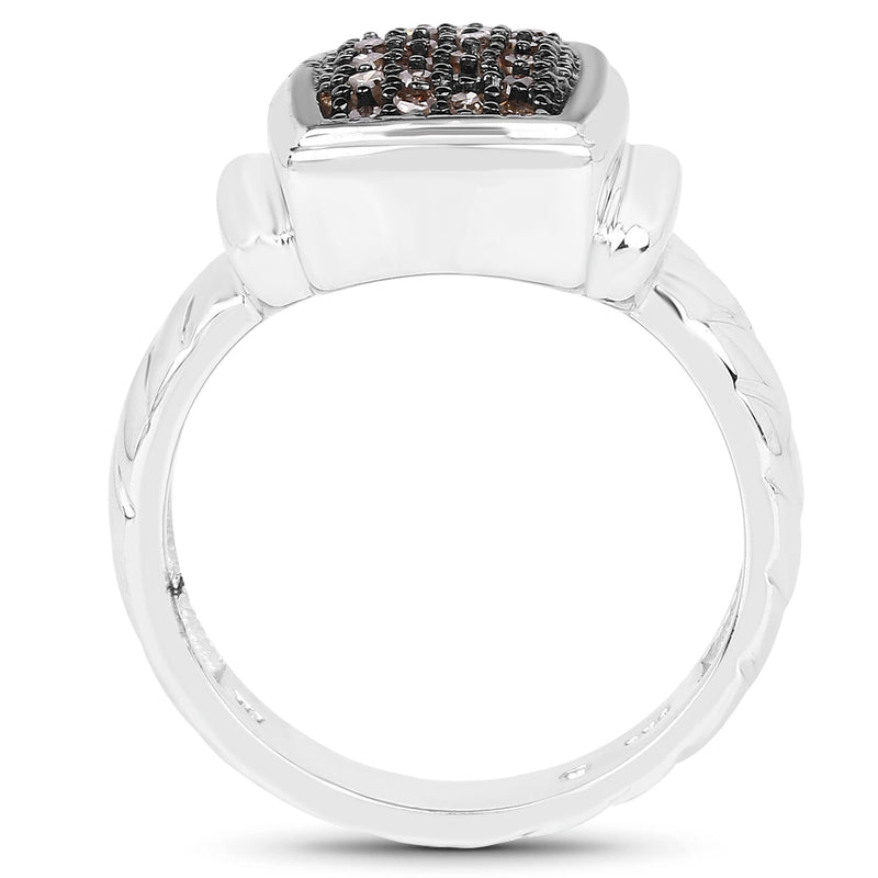 Bids.com 0.22 Carat Genuine Champagne Diamond .925 Sterling Silver Ring Rings White Smoke size 6.00,size 8.00,size 7.00,size 9.00