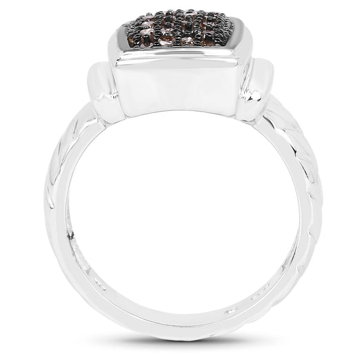 Bids.com 0.22 Carat Genuine Champagne Diamond .925 Sterling Silver Ring Rings White Smoke size 6.00,size 8.00,size 7.00,size 9.00