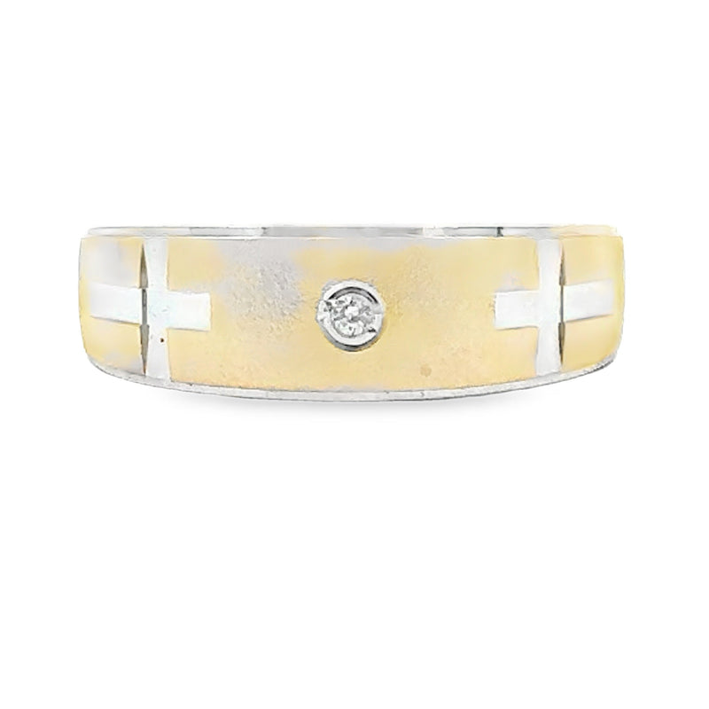 Bids.com .02ct Mens Ring Wedding Band Sterling Silver 14KT Gold Bracelets Wheat 10.0