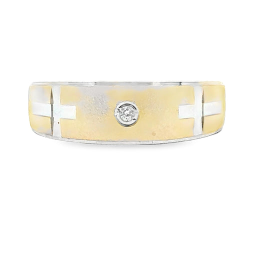 Bids.com .02ct Mens Ring Wedding Band Sterling Silver 14KT Gold Bracelets Wheat 10.0