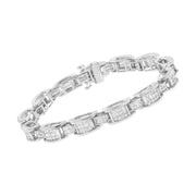 Bids.com 14K White Gold 5.0 Cttw Princess Cut Diamond Invisible Set Alternating Size D Shaped Links Tennis Bracelet (H-I Color, SI2-I1 Clarity) - 7â€ Bracelets White Smoke White.Gold / 7