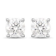 Bids.com 0.80 Carat Genuine White Diamond 14K White Gold Earrings Earrings White Smoke Default Title