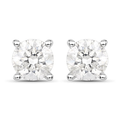 Bids.com 0.80 Carat Genuine White Diamond 14K White Gold Earrings Earrings White Smoke Default Title