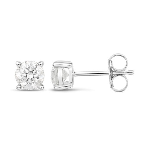 Bids.com 0.80 Carat Genuine White Diamond 14K White Gold Earrings Earrings White Smoke