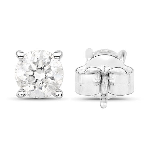 Bids.com 0.80 Carat Genuine White Diamond 14K White Gold Earrings Earrings White Smoke
