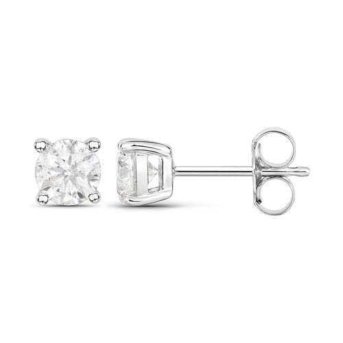 Bids.com 1.02 Carat Genuine White Diamond 14K White Gold Earrings Earrings White Smoke