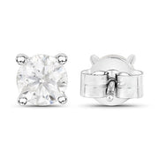 Bids.com 1.02 Carat Genuine White Diamond 14K White Gold Earrings Earrings White Smoke