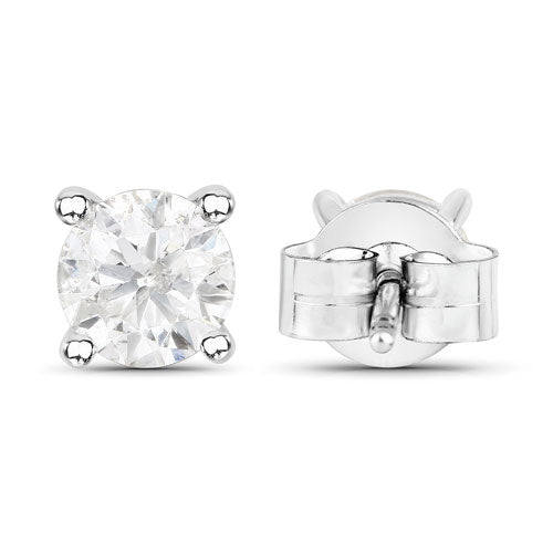 Bids.com 1.02 Carat Genuine White Diamond 14K White Gold Earrings Earrings White Smoke