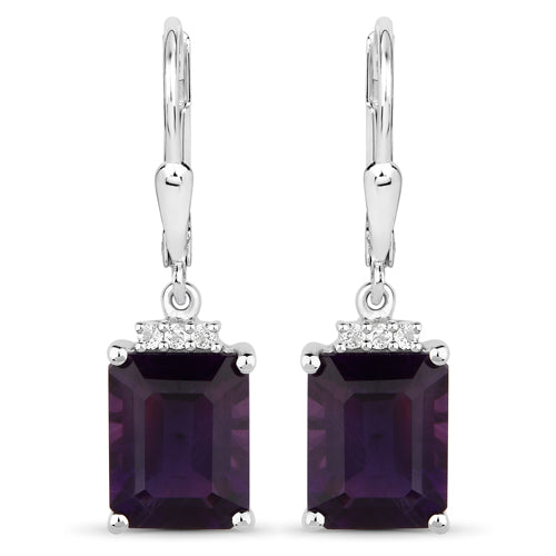 Bids.com 6.63 Carat Genuine Amethyst .925 Sterling Silver Earrings Earrings White Smoke Default Title